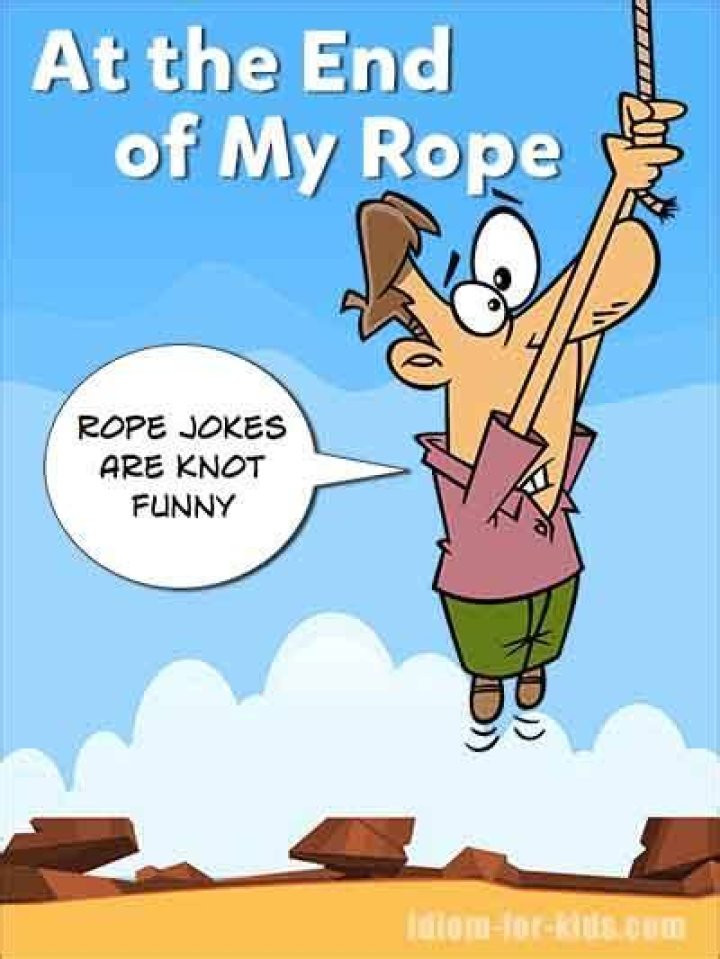 ___ the end of my rope!: 2 wds.
